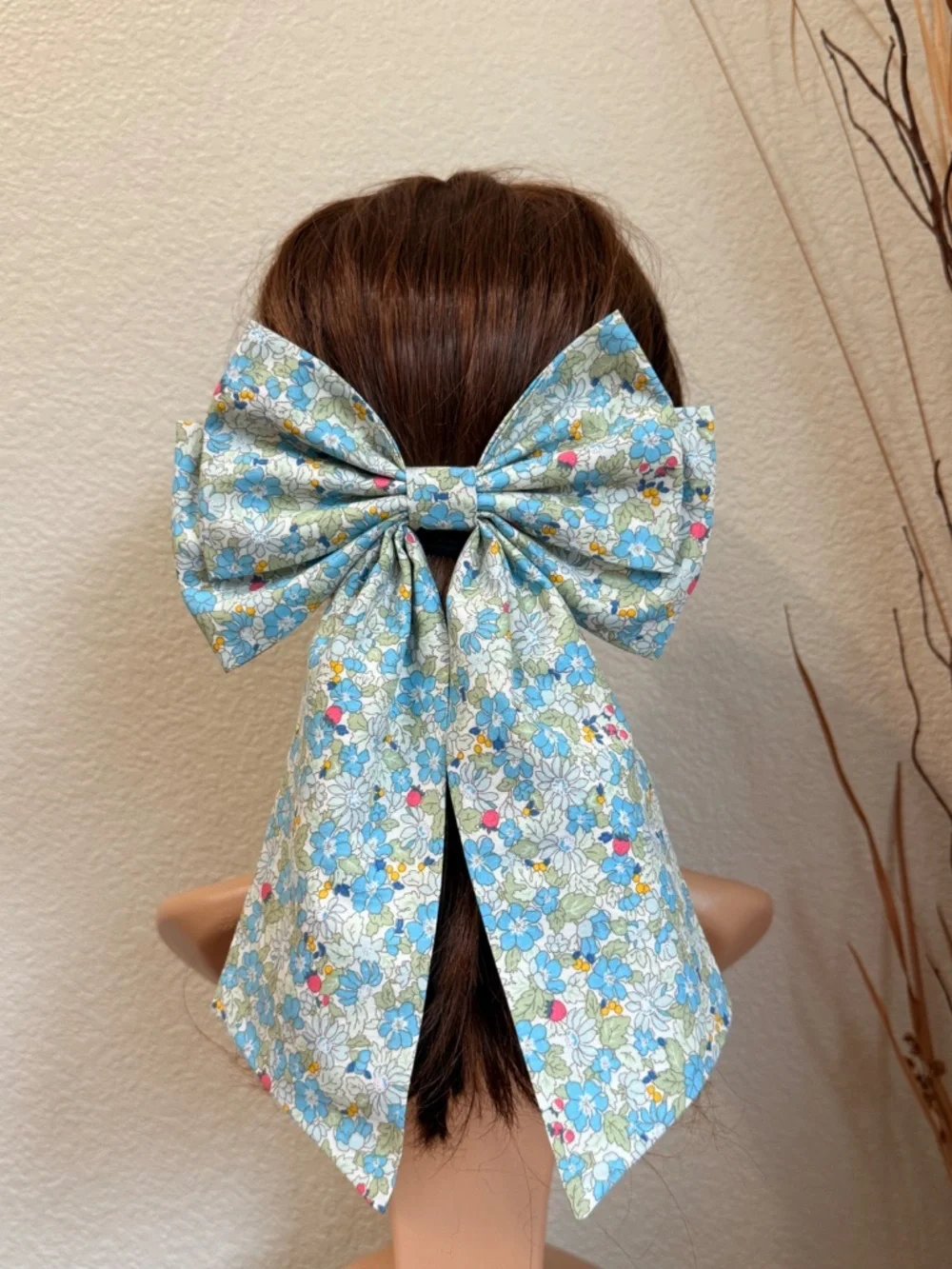 Cotton floral hair bow